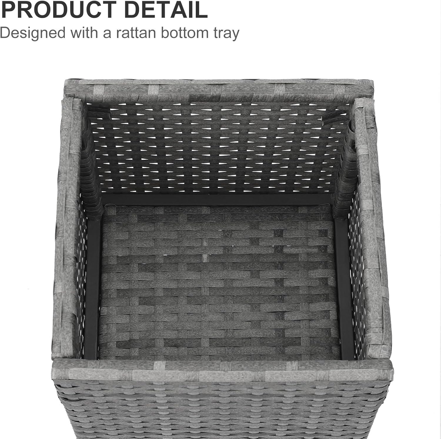 SUNNYPARK 2 Pack Tall Planters for Outdoor Plants Rattan Modern Tall Square Planter Box with