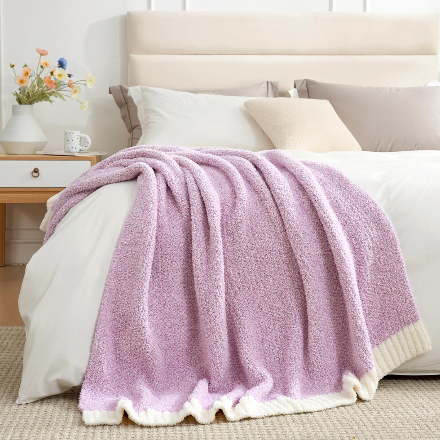 Snuggle Sac Bedding Blanket Light Purple Twin Size, Super Soft Warm Cozy Blankets for Bed, Living