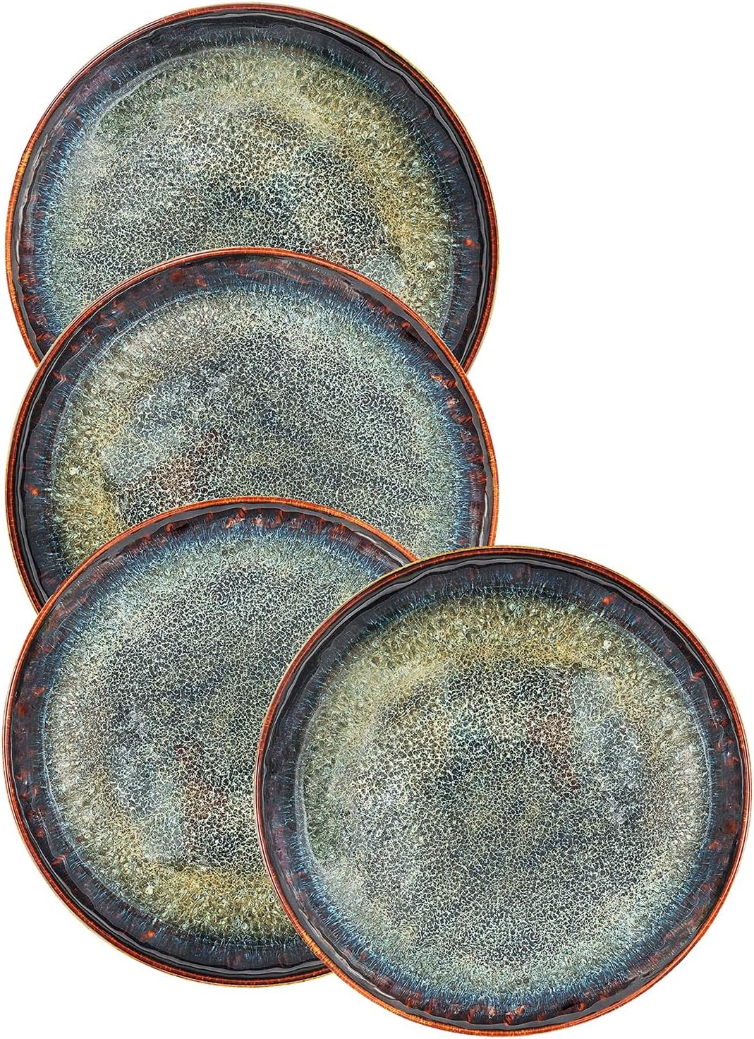Ceramic Dinner Plates Dish Set,Set of 4,for Lunch snacks -Microwave Oven & Dishwasher Safe,Scratch