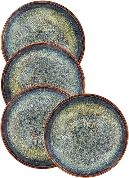 Ceramic Dinner Plates Dish Set,Set of 4,for Lunch snacks -Microwave Oven & Dishwasher Safe,Scratch
