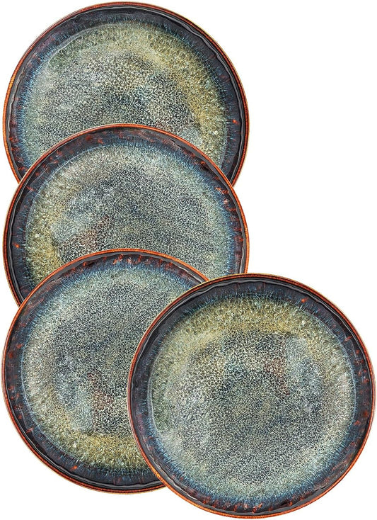 Ceramic Dinner Plates Dish Set,Set of 4,for Lunch snacks -Microwave Oven & Dishwasher Safe,Scratch
