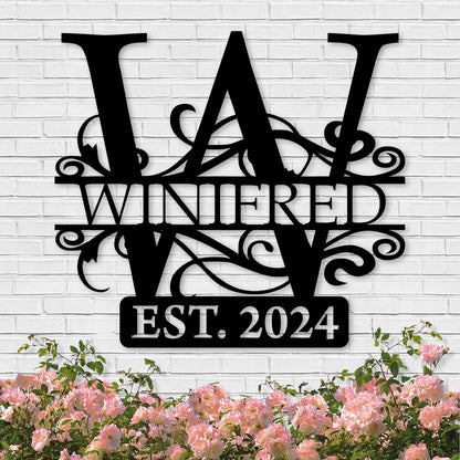 Custom Metal Signs | Last Name Sign | Split Letter Monogram Wall Decor | Custom Outdoor Signs |