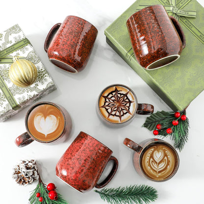 Hasense Coffee Mugs Set of 6, 15 Ounce Ceramic Coffee Cups Set with Handle,Porcelain Tea Mug for