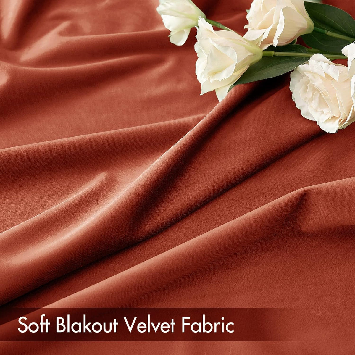 MIULEE Burnt Orange Velvet Curtains Thermal Insulated Blackout Curtain Fall Drapes for Bedroom