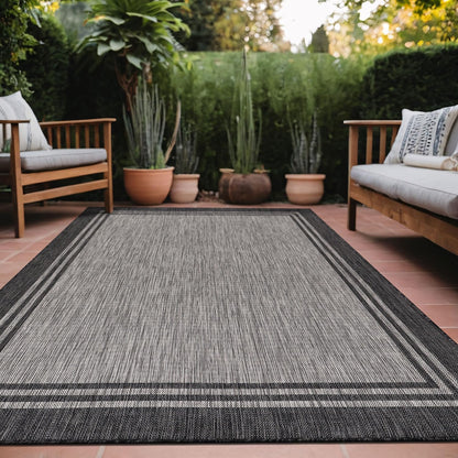 Bordered Outdoor Rug 9x12 Washable Outside Carpet for Indoor Patio Porch Waterproof Easy Cleaning