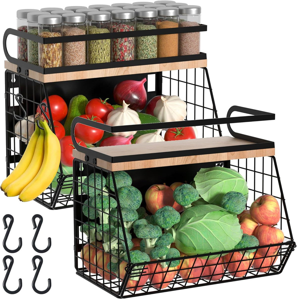 Magnetic Spice Rack for Refrigerator, Fruit, Potato & Onion Storage Bin,Large Capacity Magnetic