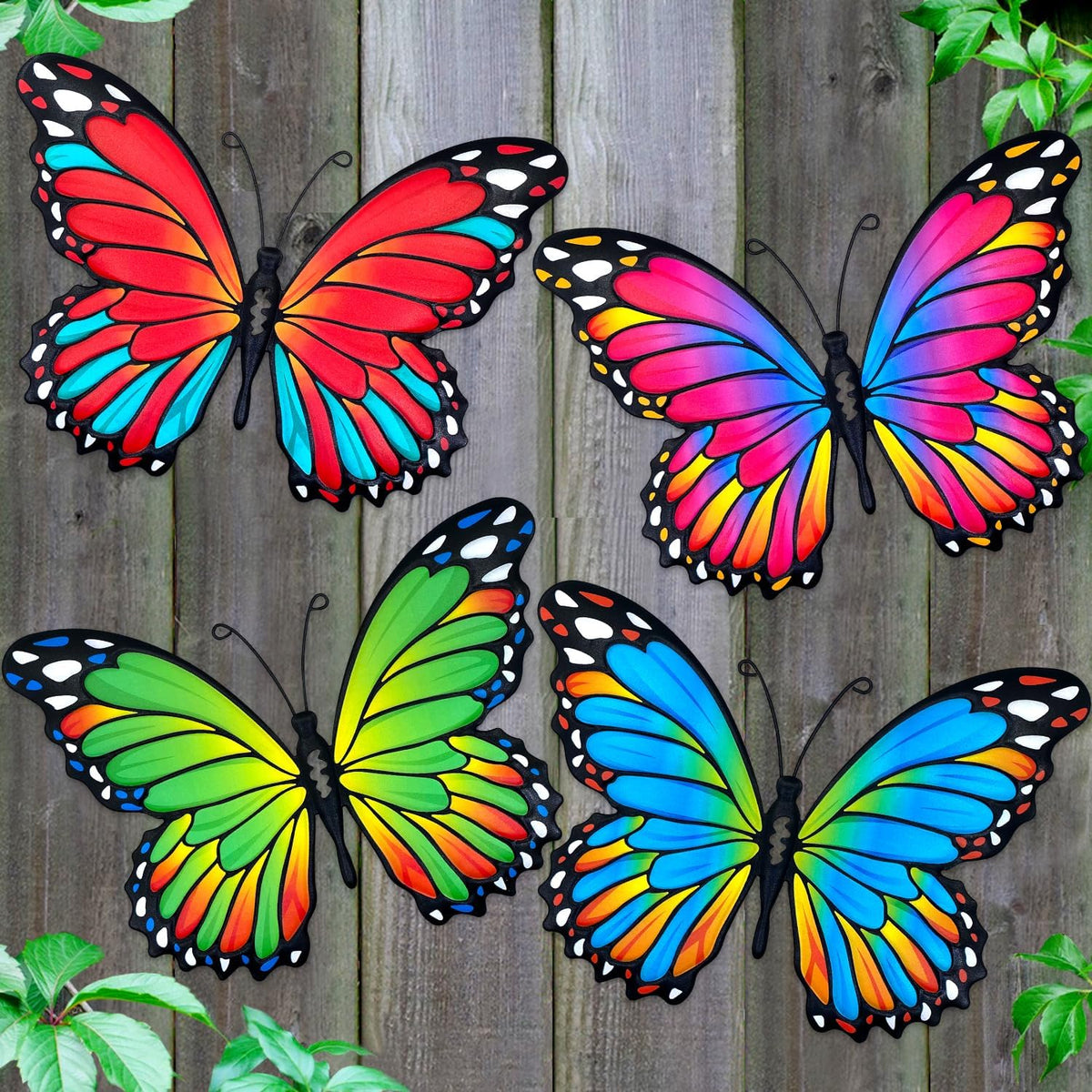 Oraytteo Metal Butterfly Wall Decor, 4pcs Butterflies Wall Art Hanging Sculptures for Outdoor