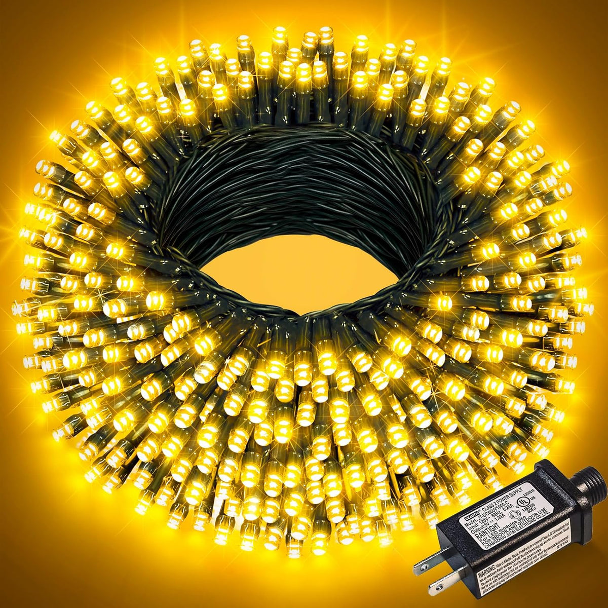 66FT 200 LED Christmas Lights Outdoor, Warm White String Lights for Outside with 8 Modes