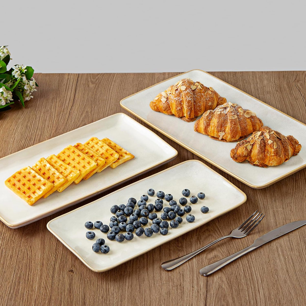 famiware Serving Platter, Rectangular 15.67/14.1/12.6 inch Serving Dishes for Entertaining