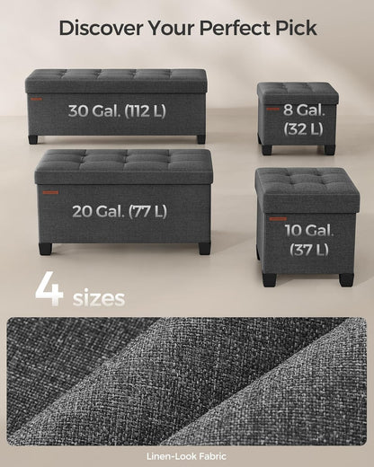 SONGMICS Storage Ottoman, Small Ottoman Foot Rest with Legs, 12.6 x 15.8 x 13.2 Inches Foot Stool