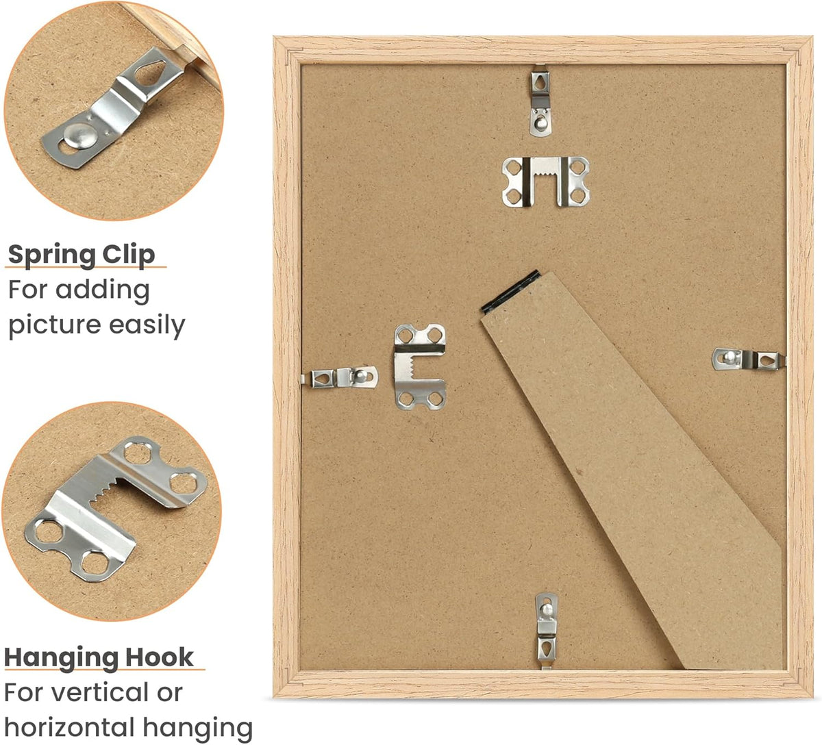 upsimples 8x10 Picture Frame, Natural Solid Wooden Picture Frames, Display 5x7 with Mat or 8 x 10