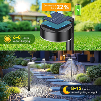 12 Pack Solar Pathway Lights Outdoor, 12 Brighter LED Solar Lights Outdoor Waterproof, Up to 12 Hrs