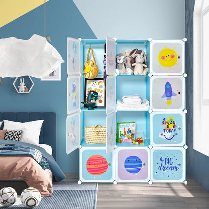 INFANS Children Wardrobe, Kid Closet Portable Baby Dresser Cute for Kids Bedroom Nursery Armoire