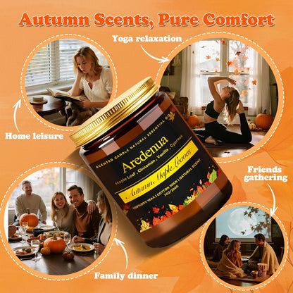 Fall Candle - Autumn Leaves Candle | Autumn Scented Candles for Home, 7oz Autumn Soy Candles for