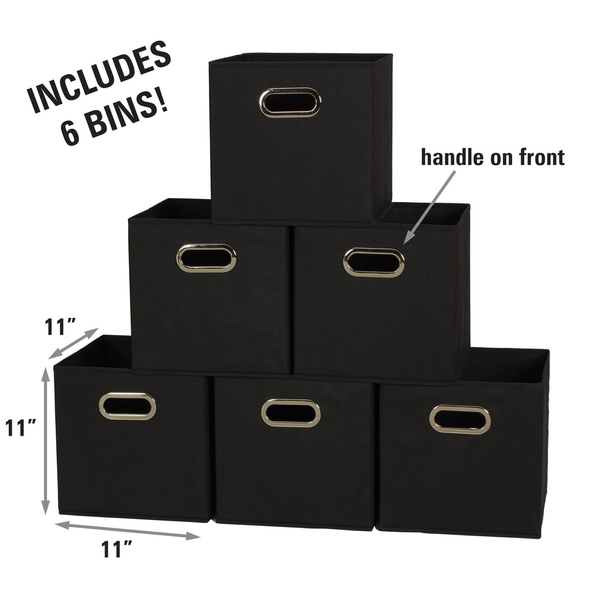 Household Essentials Foldable Fabric Storage Bins 6 Piece Set, Strong Poly-Woven Fabric, Sturdy