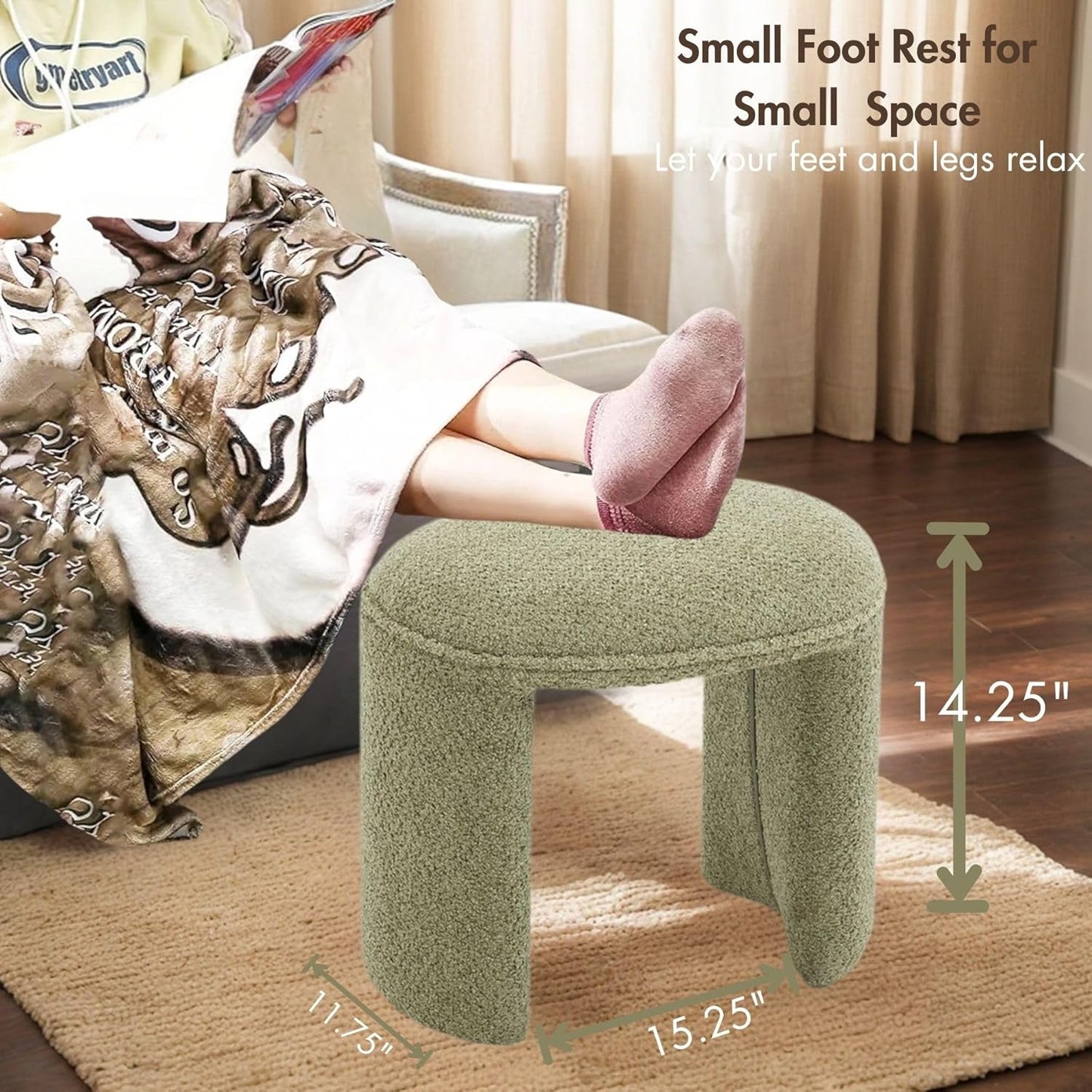 3-Piece 53" Comfy Upholstered Dining Bench with 2 Ottomans, Accent Waterfall Bench Modern End of