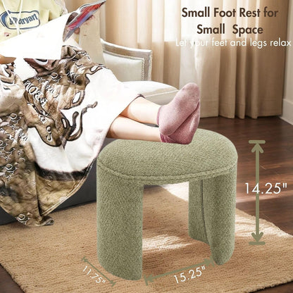 3-Piece 53" Comfy Upholstered Dining Bench with 2 Ottomans, Accent Waterfall Bench Modern End of
