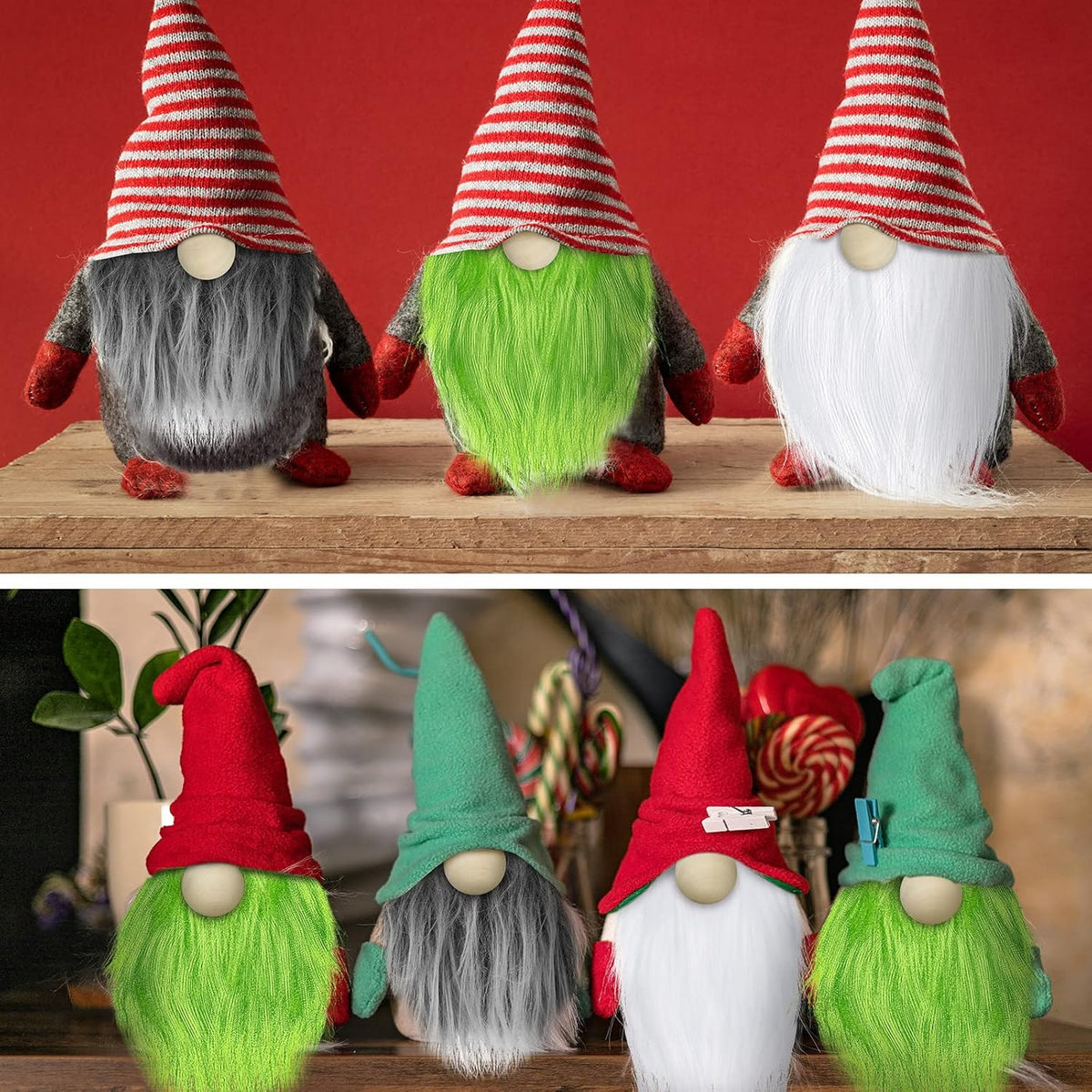 60 Pcs Gnomes Beard Sets Faux Fur Pre Cut Gnomes Beard Foam Cone Foam Handmade Wood Balls for