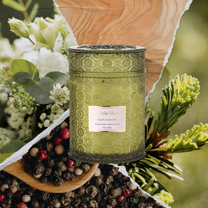 LA JOLIE MUSE Christmas Candles, Starlit Golden Fir Candle – Pine, Cedarwood, Fir Balsam | 19 oz