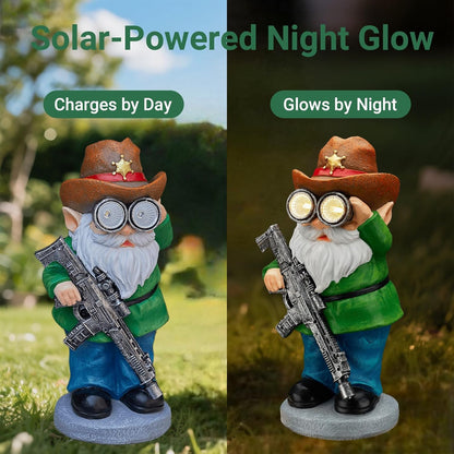 Funny Garden Gnomes Statue Outdoor Decor, Solar Telescope Gnome Decorations for Yard, Lawn, Patio