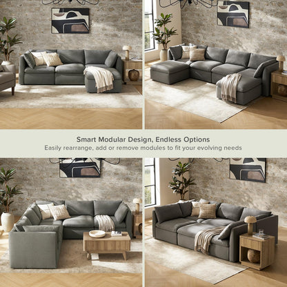 mopio Oversized Modular Sectional Sofa with Fully Removable Covers and Storage, Convertible U
