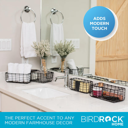 BIRDROCK HOME Wire Storage Basket Set - Iron Baskets for Organizing, Kitchen Pantry Shelves