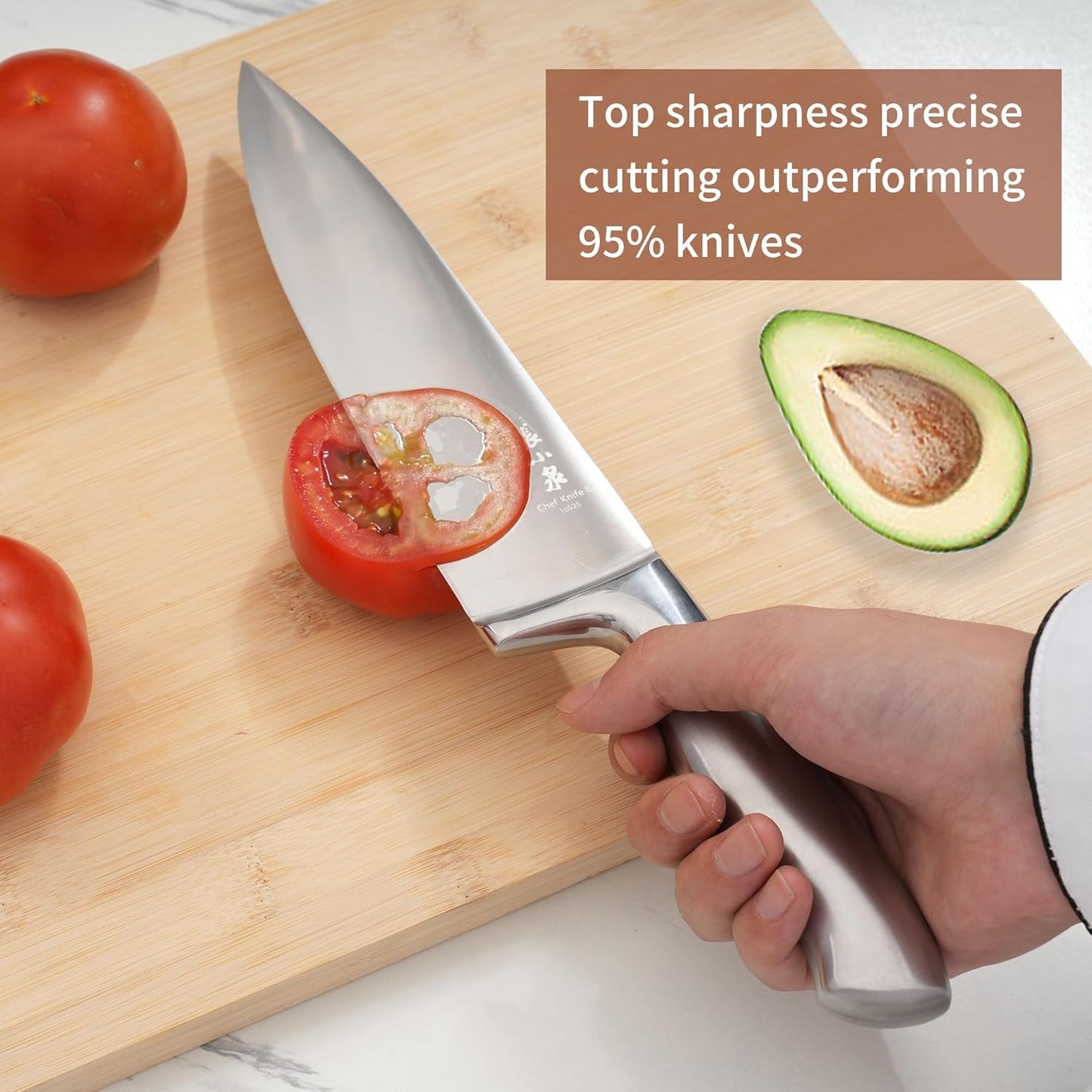 ZHANG XIAO QUAN SINCE 1628 15Pcs Knife Block Set,kitchen knife set with Built-in Sharpener
