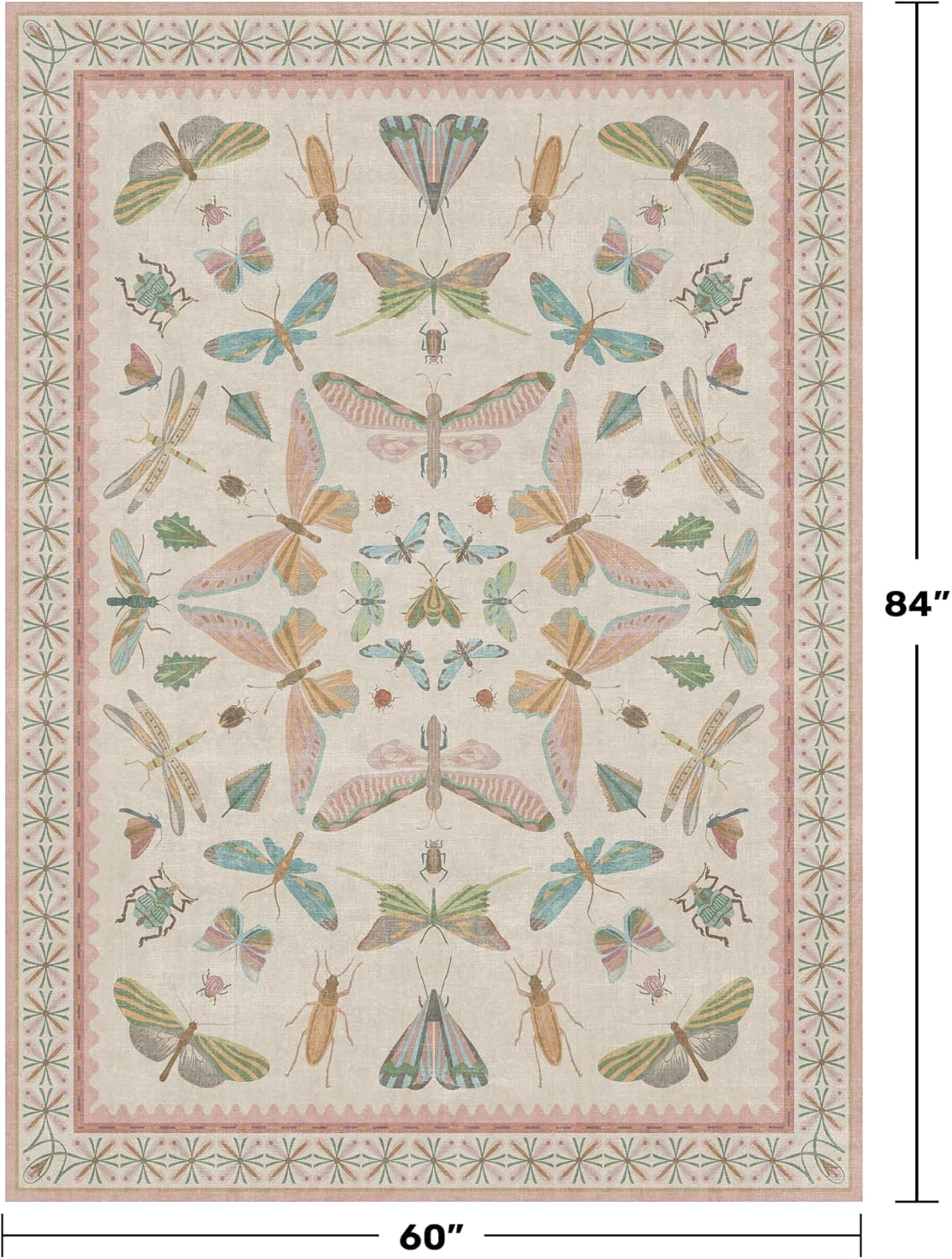 Light Pink Nursery Rug for Baby, Cute 5x7 Area Rugs for Girls Bedroom, Kids Room, Playroom