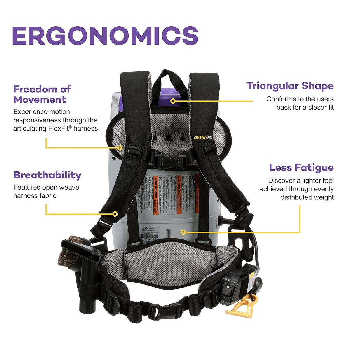 ProTeam Super Coach Pro 6 Backpack Vacuum Commercial with Telescoping Wand Tool Kit, 6 Quart