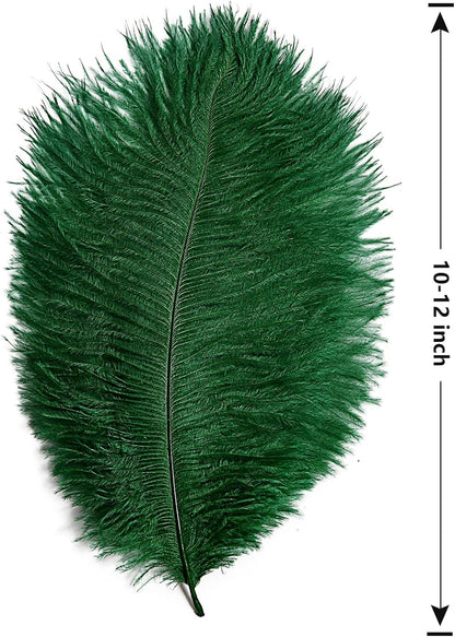 THARAHT Blackish Green Ostrich Feathers 12pcs Natural Bulk 10-12Inch 25cm-30cm for Crafts Wedding