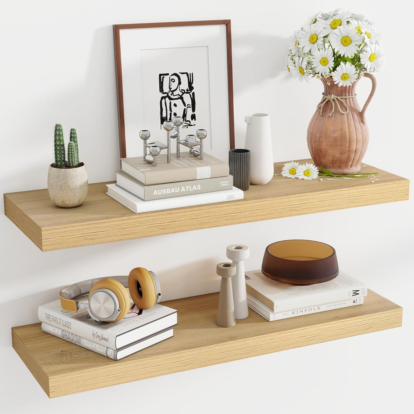 36 Inch Floating Shelves, 11.6 Inch Deep Floating Shelves for Wall, Floating Shelf with Invisible