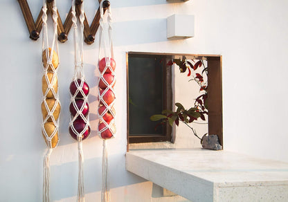 Decocove Hanging Fruit Basket - Boho Basket for Potato, Onion and Fruit Storage - Boho Wall Hanging