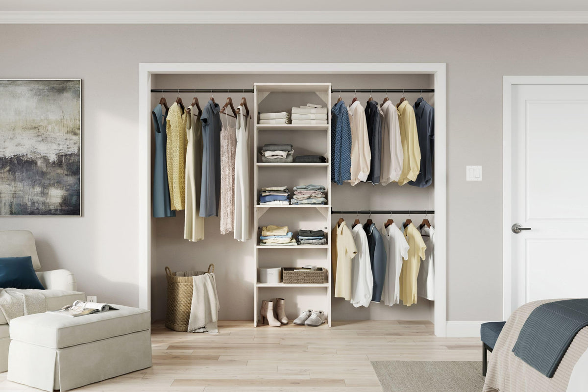 ClosetMaid SuiteSymphony Wood Closet Organizer Kit with Tower, (3) Hang Rods, (5) Shelves