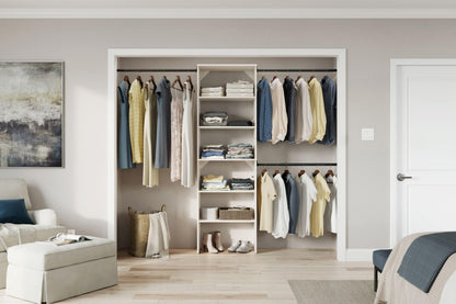 ClosetMaid SuiteSymphony Wood Closet Organizer Kit with Tower, (3) Hang Rods, (5) Shelves