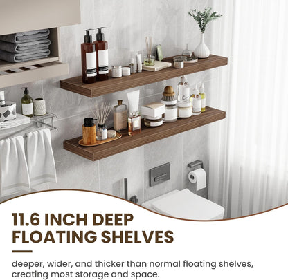 48 Inch Floating Shelves, 12 Inch Deep Floating Shelves for Wall, Floating Shelf with Invisible