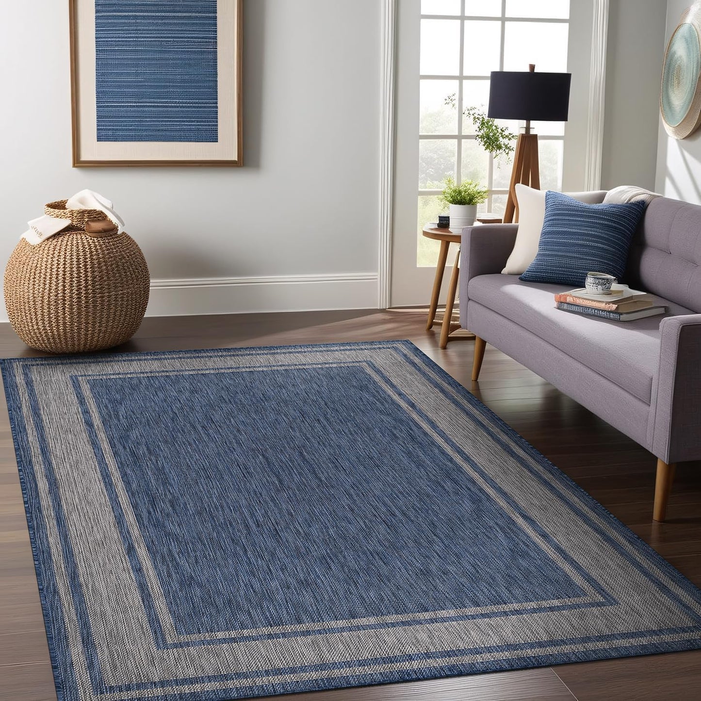 Beverly Rug Large Outdoor Rug 10x14 Modern Bordered Area Rugs for Indoor and Outdoor Patio Deck