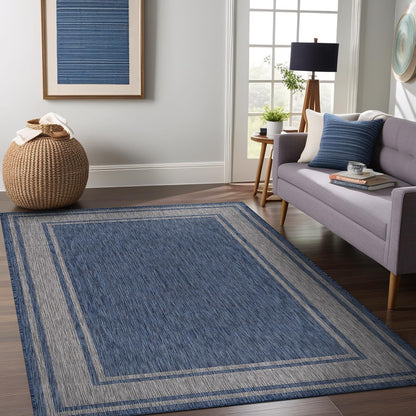 Beverly Rug Large Outdoor Rug 10x14 Modern Bordered Area Rugs for Indoor and Outdoor Patio Deck