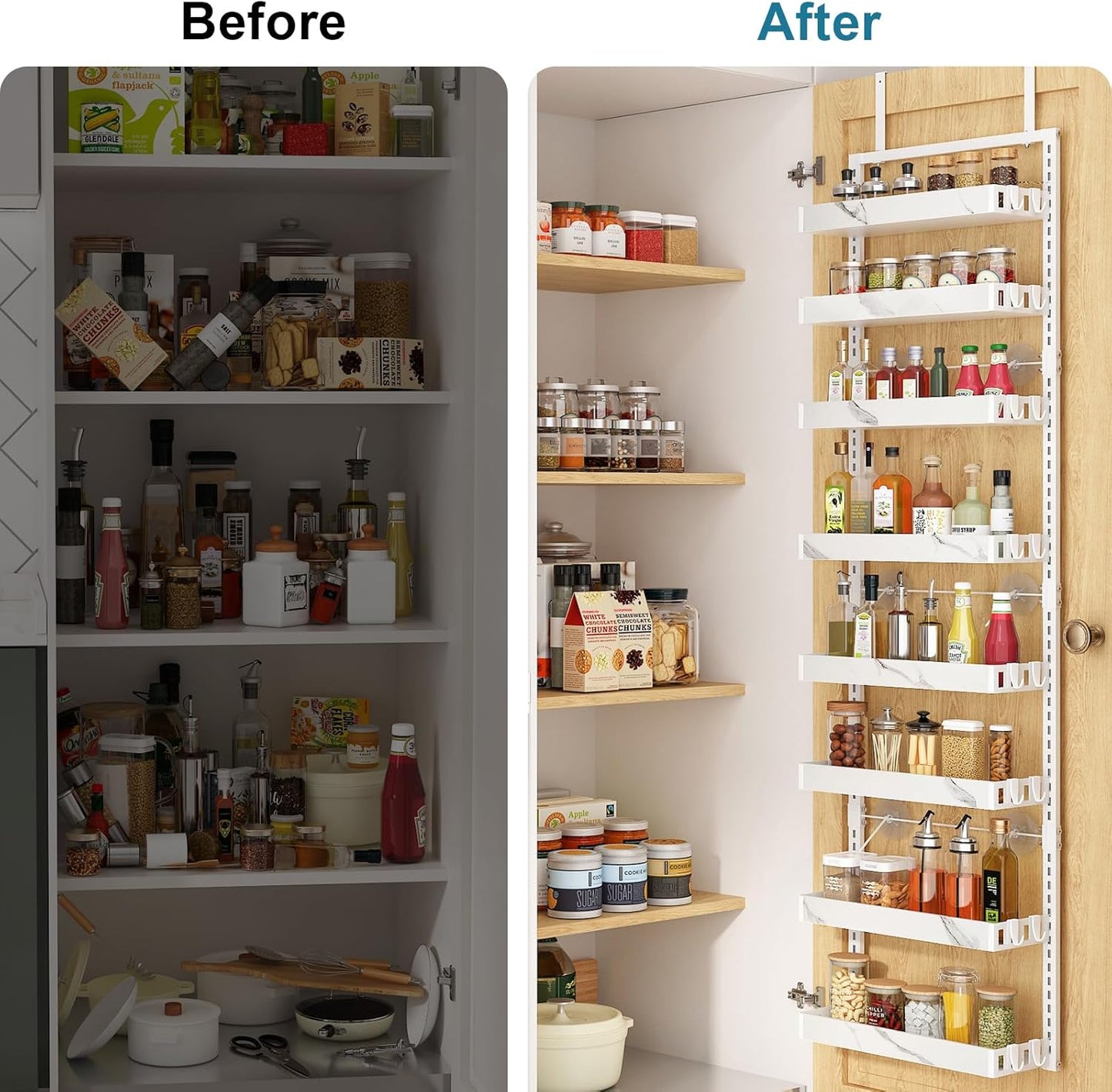 bukfen Over the Door Pantry Organizer,8-Tier Adjustable Basket Kitchen Pantry Door Organization and