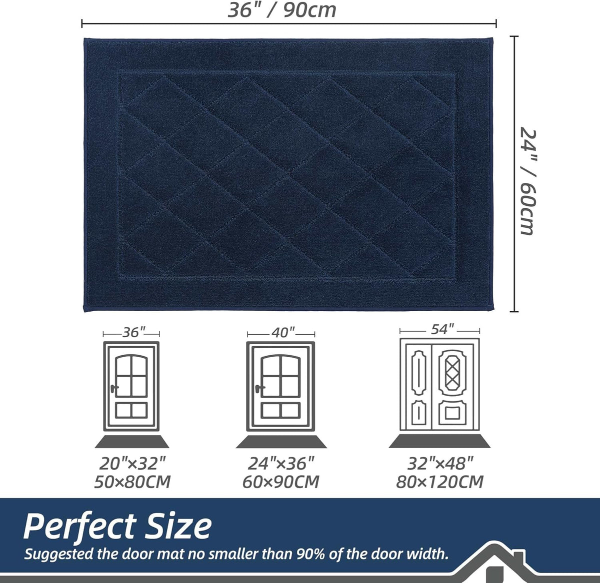 BEQHAUSE Dirt Trapper Door Mat 24" x 36", Doormat Non-Slip Entryway Rugs Washable, Dog Door Mat