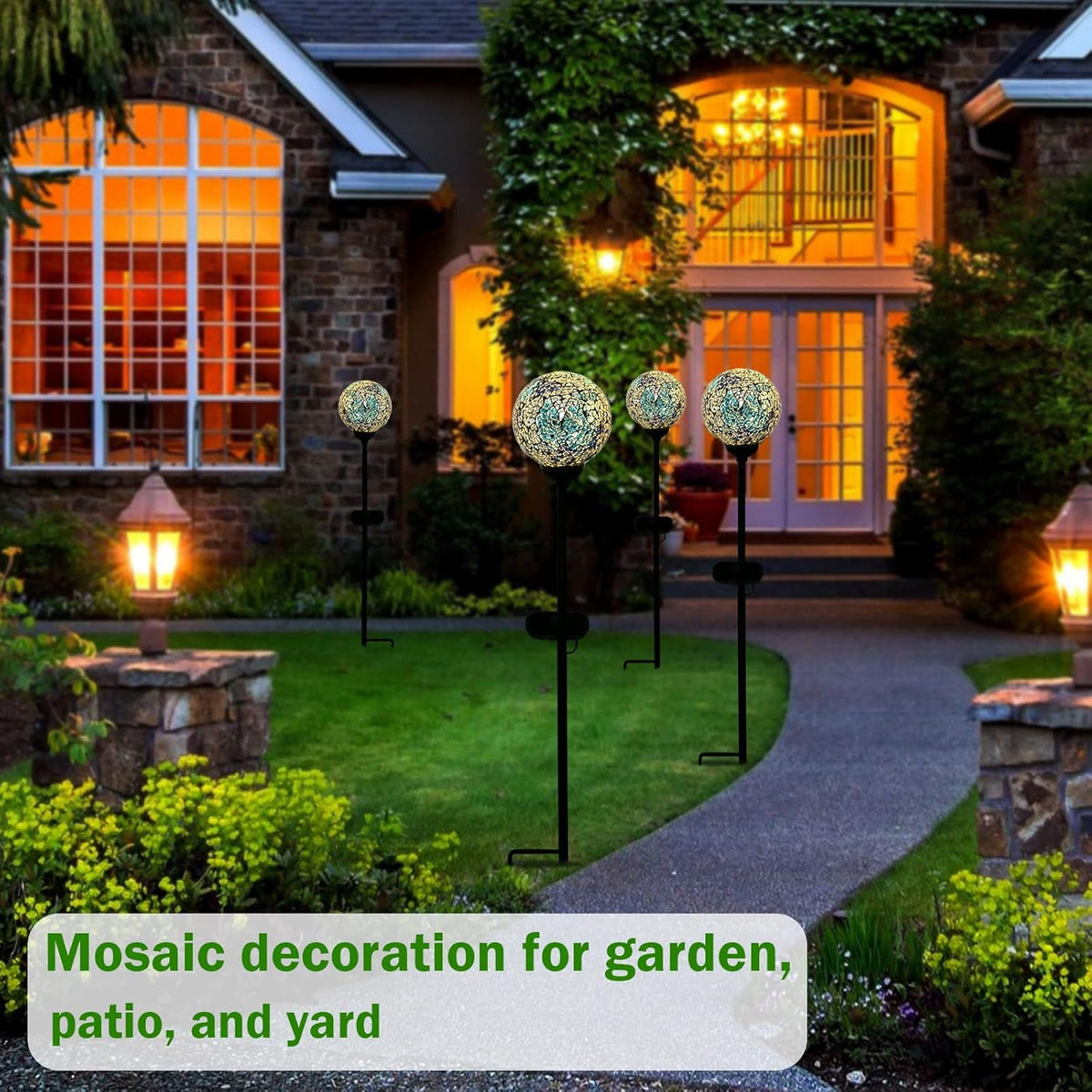 Solar Garden Lights Outdoor Decorative - Solar Gazing Ball Mosaic Garden Stakes Decorative