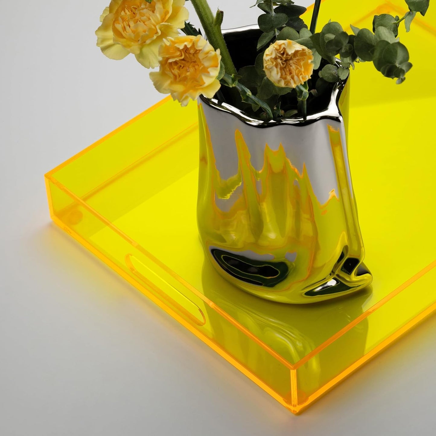Large Acrylic Serving Tray Decorative Ottoman Coffee Table Vanity Tray Tea Fruit Platter Snack