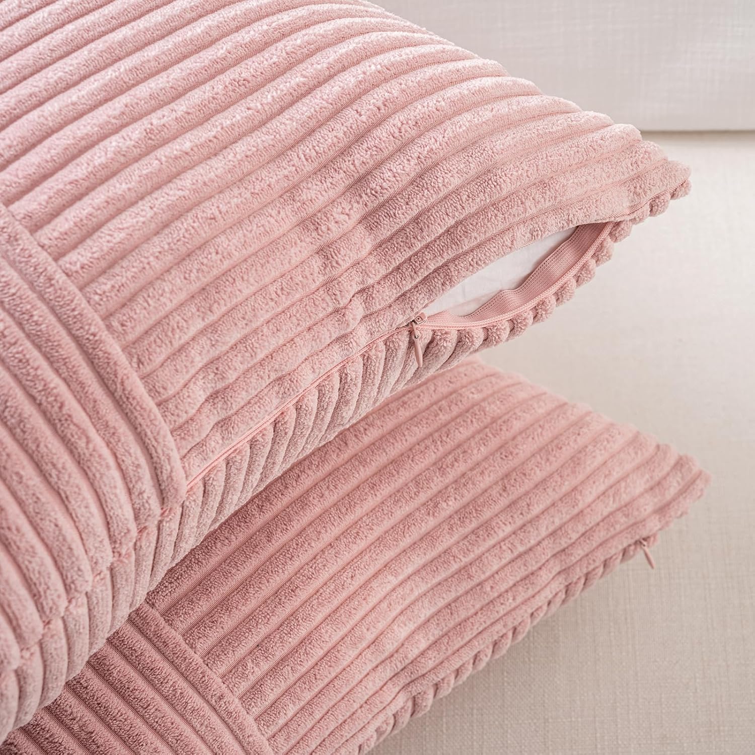 Fancy Homi 2 Packs Blush Pink Big Decorative Throw Pillow Covers 24x24 Inch for Living Room Couch