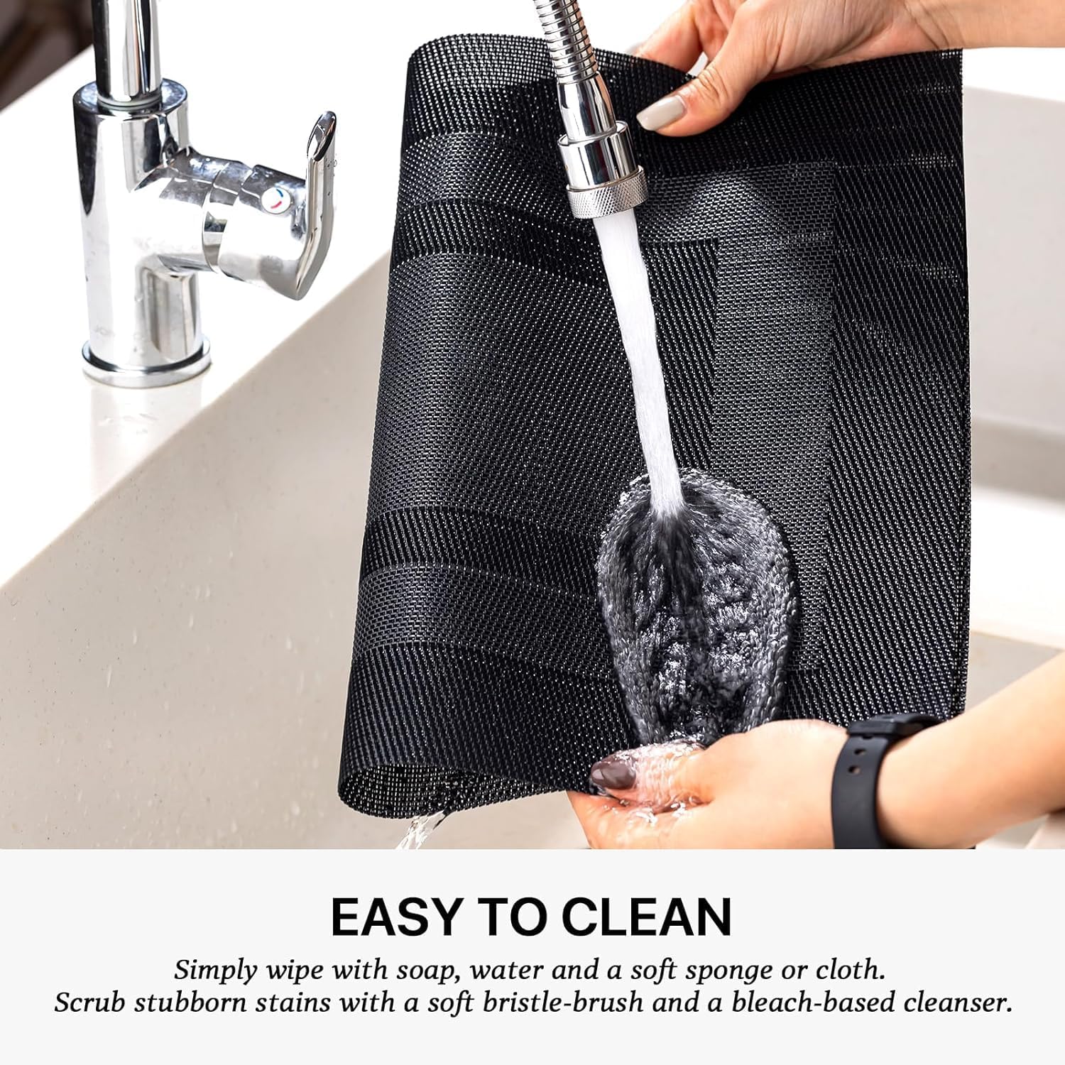LEXMORE PlaceMats Set of 12 Vinyl/Plastic Woven Place Mats for Kitchen Table Indoor/Outdoor