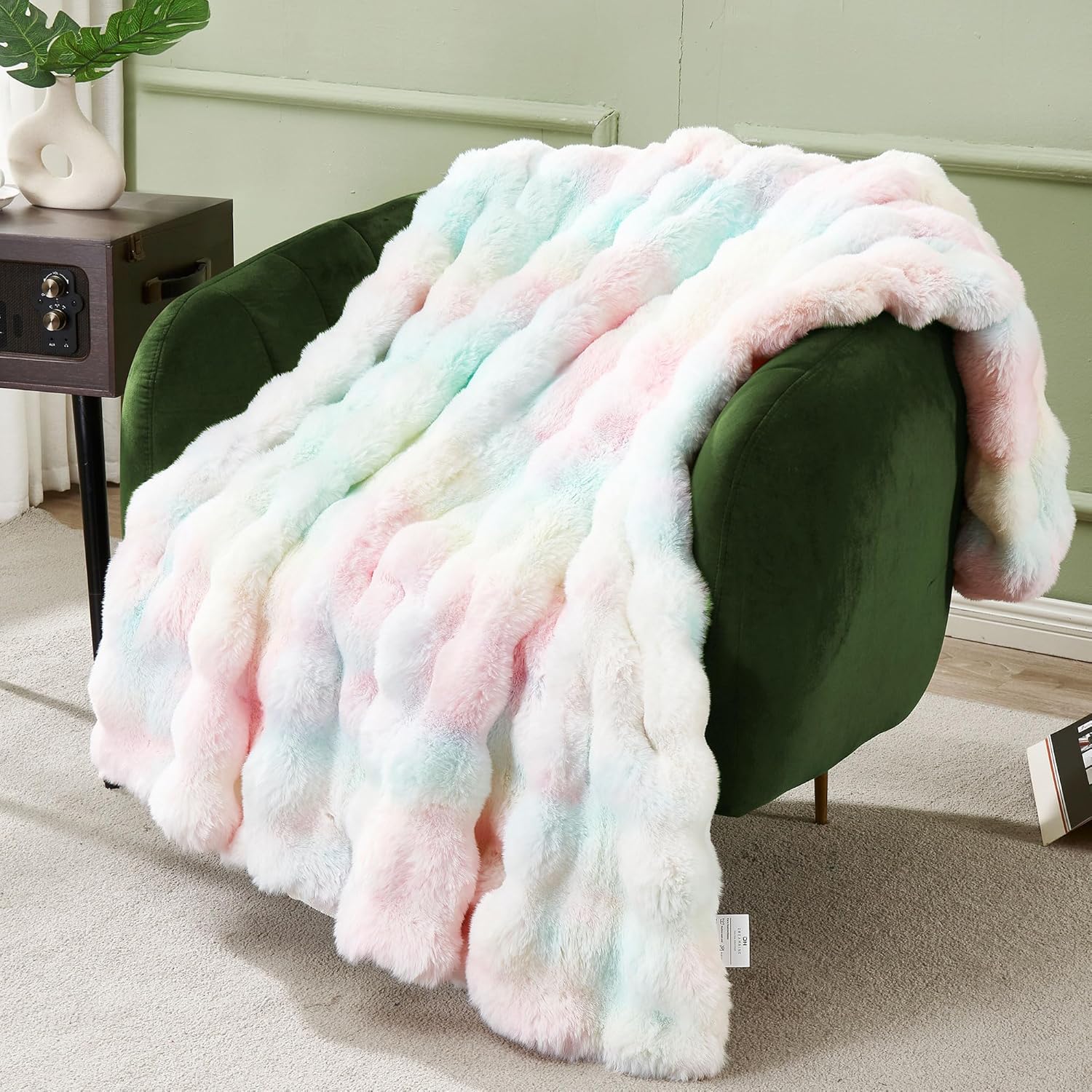 DREAMNINE Decorative Colorful Soft Thick Faux Fur Throw Blanket for Kids Girl Women 50" x