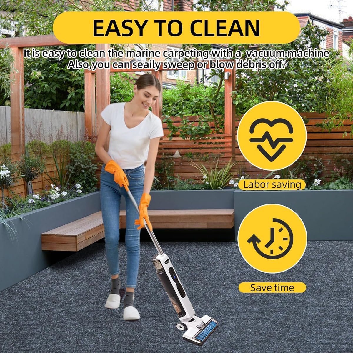 Marine Carpet,5 FT x 10 FT Dark Gray Indoor Outdoor Carpet 0.2" Thick Boat Carpet with Water-Proof