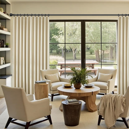KangBang Cream Blackout Curtains 105 Inches Long, Extra Wide Pinch Pleated Sound Dampening Room