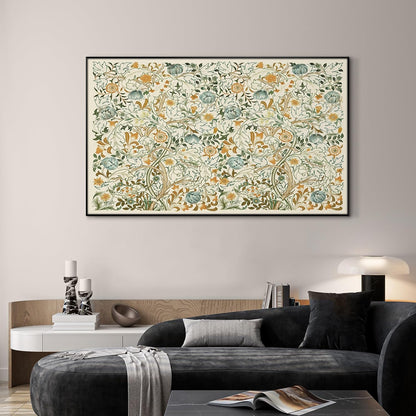 SIGNWIN 30"x60" Extra Large Framed Wall Art Vintage Botanical Floral with Golden and Teal Leaves