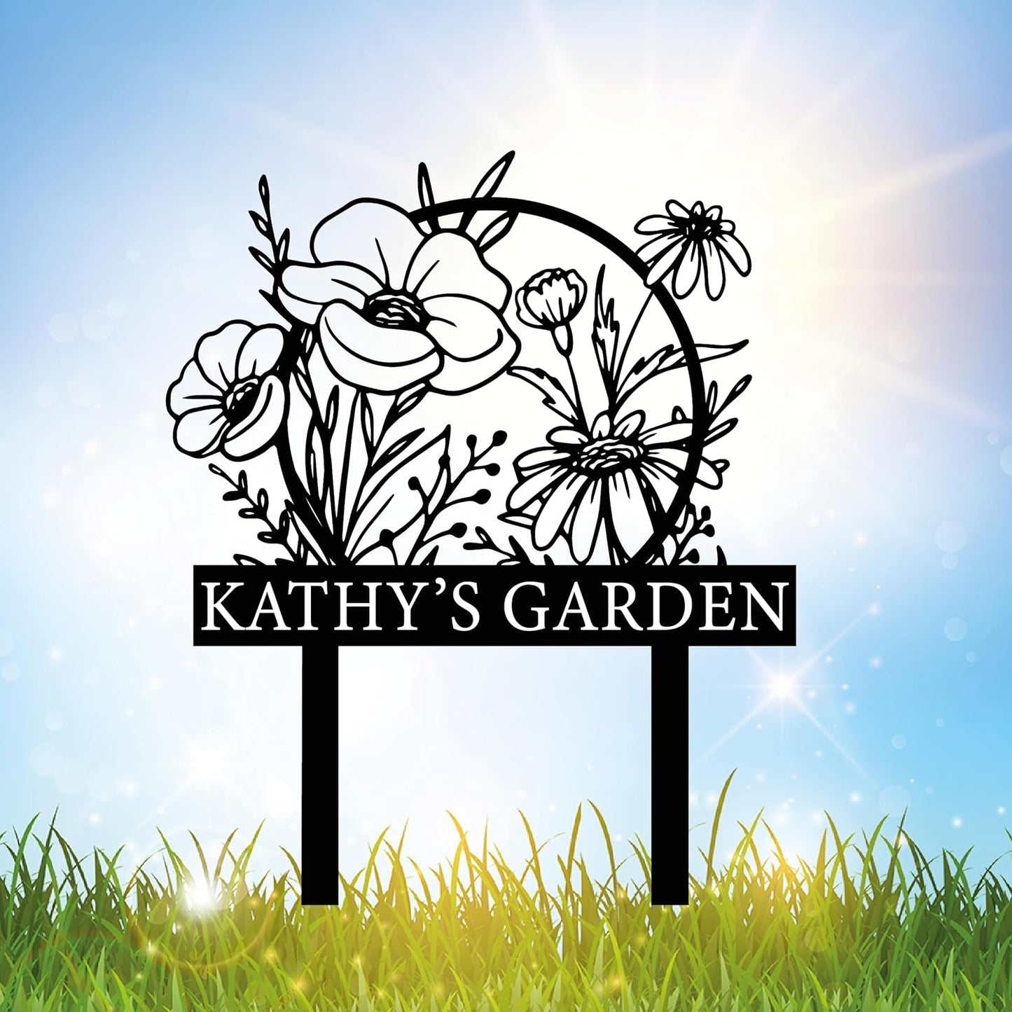 Personalized Metal Garden Sign with Stake, Custom Garden Decor for Outdoor, Custom Family Name