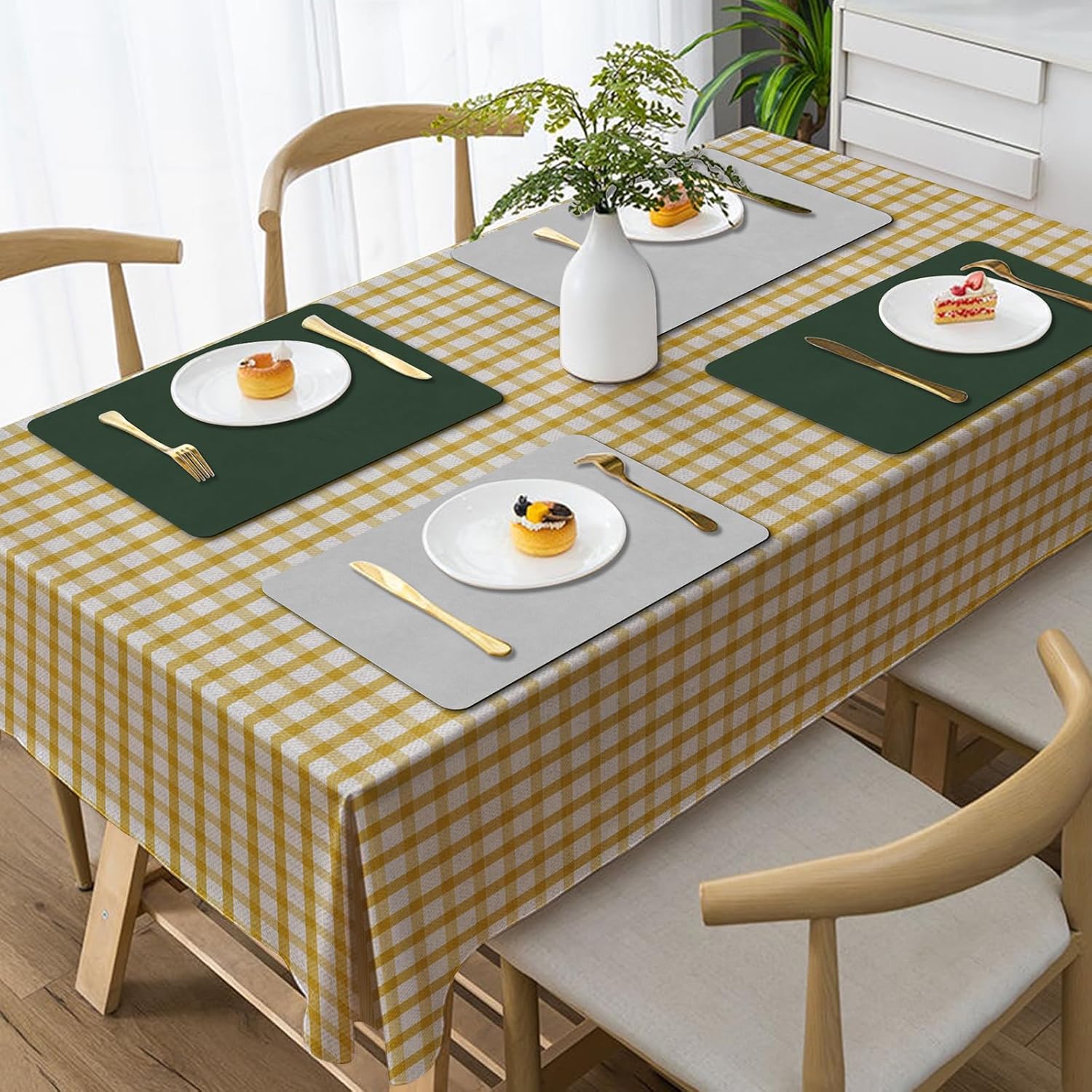 BLESWIN Faux Leather Placemats, PU Dining Table, Waterproof and Oil Resistant Easy to Clean, Heat