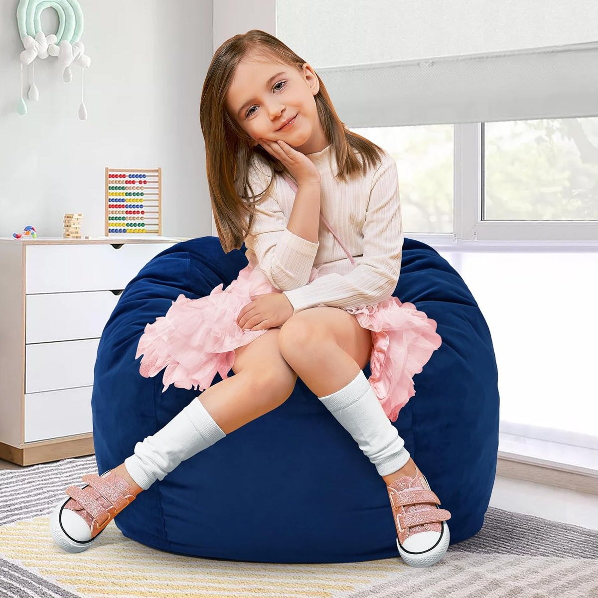 Hobestluk Bean Bag Chairs 2.5FT Bean Bag Chair with Memory Foam Filled & Machine Washable